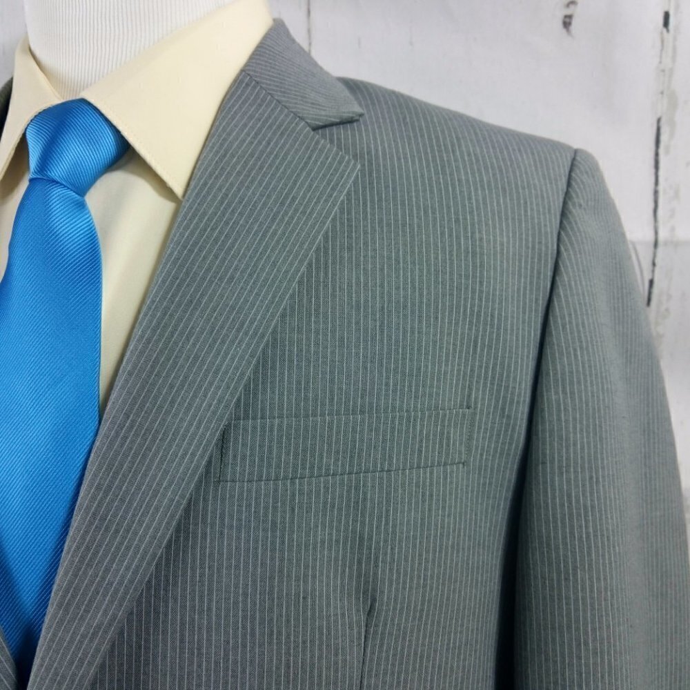 Merona 44R Gray Pinstripe Suit Blazer Sports Coat